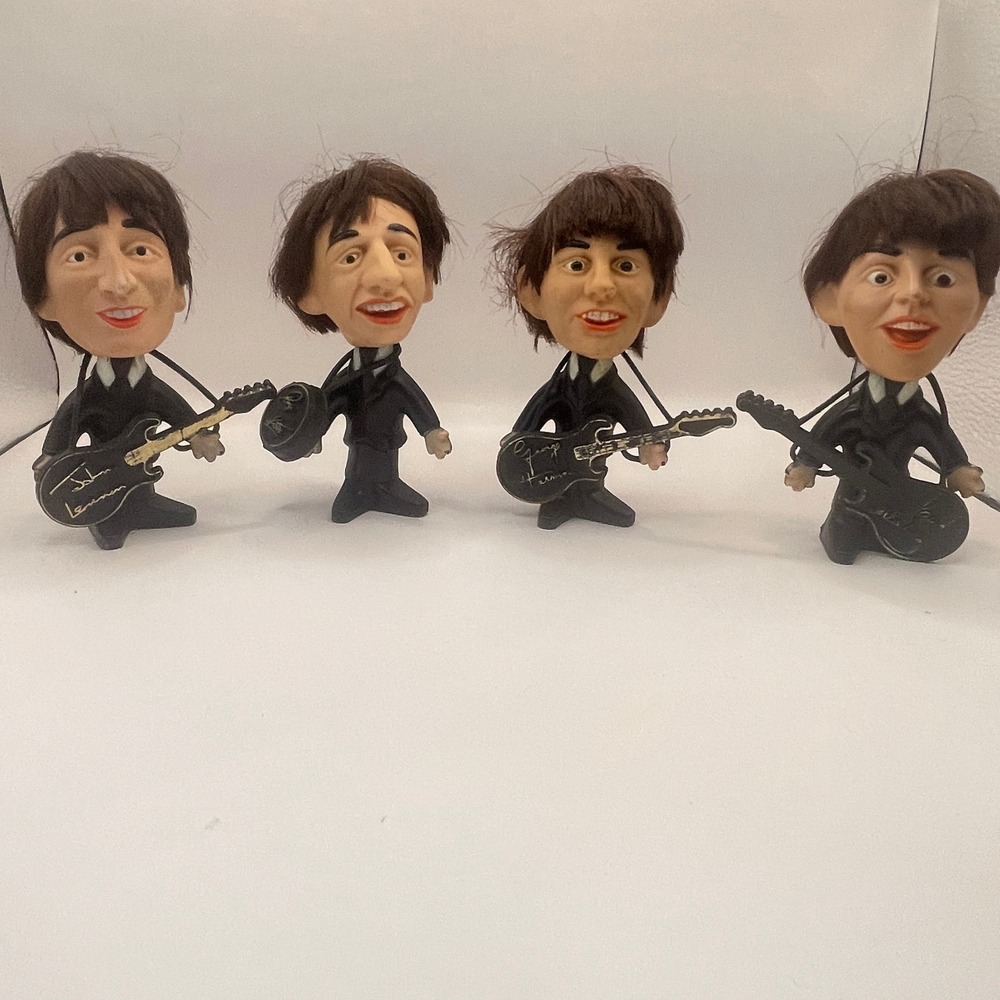 Vintage 1964 BEATLES REMCO Set of 4 Hard Body Dolls with Instruments